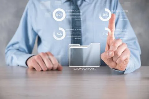 Business developer hand using board framework on virtual modern computer show Foto stock