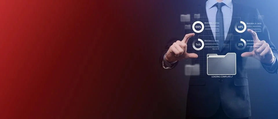 Business developer hand using board framework on virtual modern computer show Foto stock