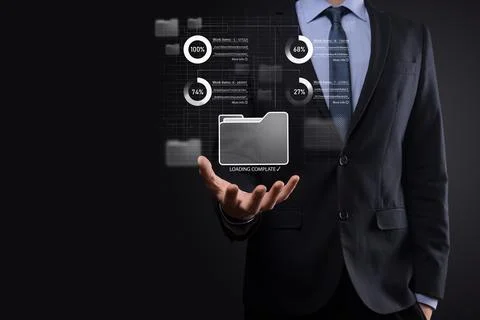 Business developer hand using board framework on virtual modern computer show 스톡 사진
