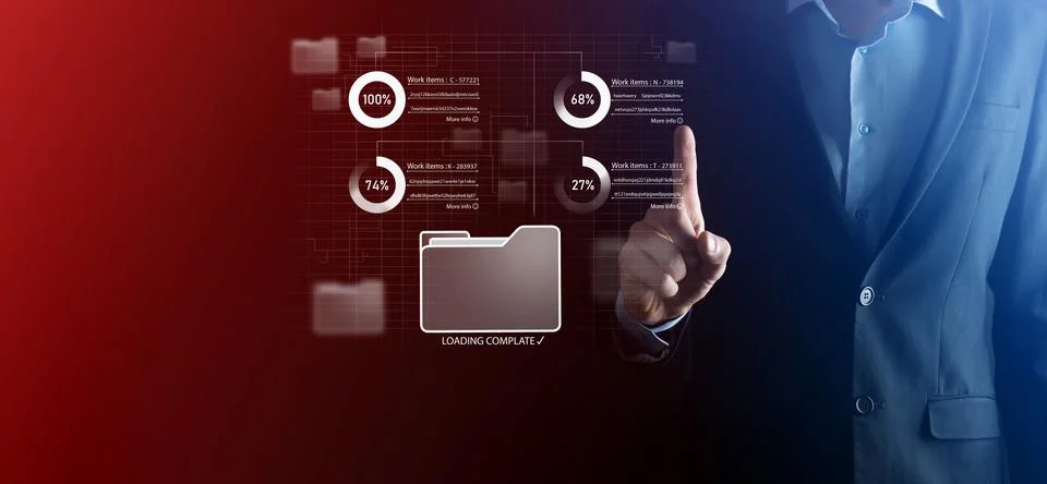 Business developer hand using board framework on virtual modern computer show Stock Photos