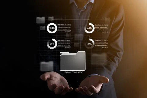 Business developer hand using board framework on virtual modern computer show Stock Photos