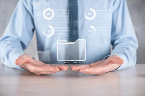 Business developer hand using board framework on virtual modern computer show Foto stock