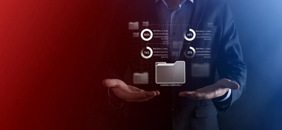 Business developer hand using board framework on virtual modern computer show Stockfoto's