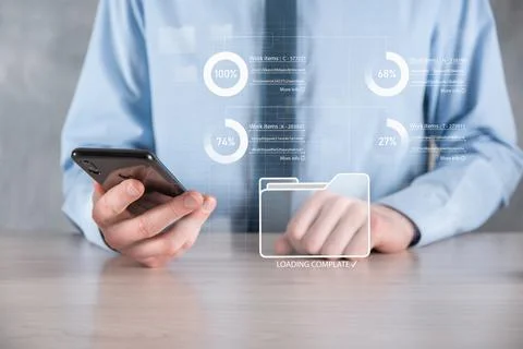 Business developer hand using board framework on virtual modern computer show Foto stock