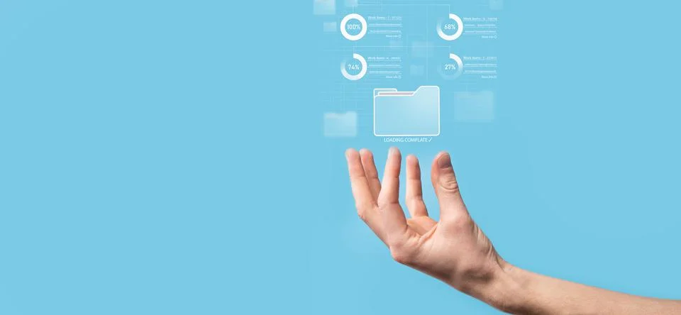 Business developer hand using board framework on virtual modern computer show Foto stock