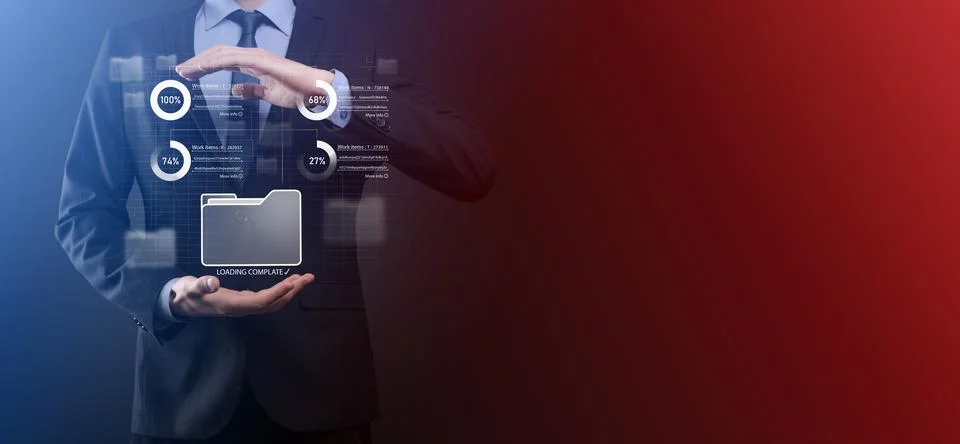 Business developer hand using board framework on virtual modern computer show Stock Photos