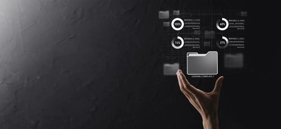 Business developer hand using board framework on virtual modern computer show 写真素材