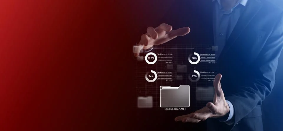 Business developer hand using board framework on virtual modern computer show Stock Photos