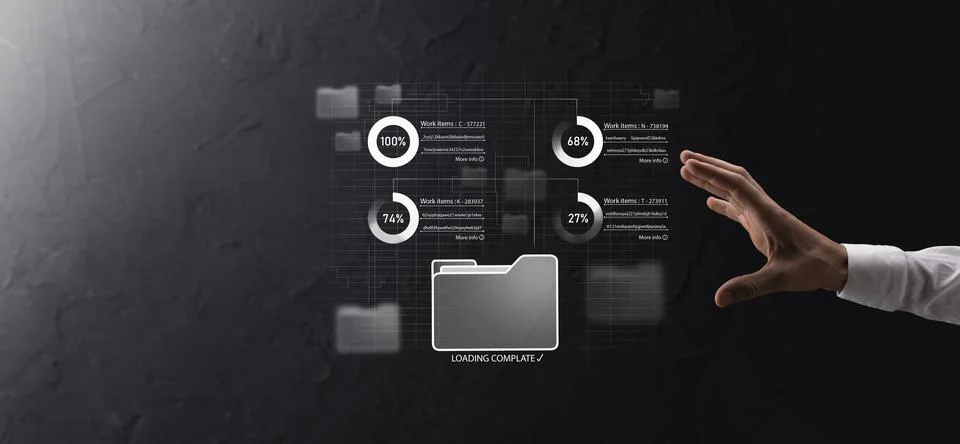 Business developer hand using board framework on virtual modern computer show 写真素材