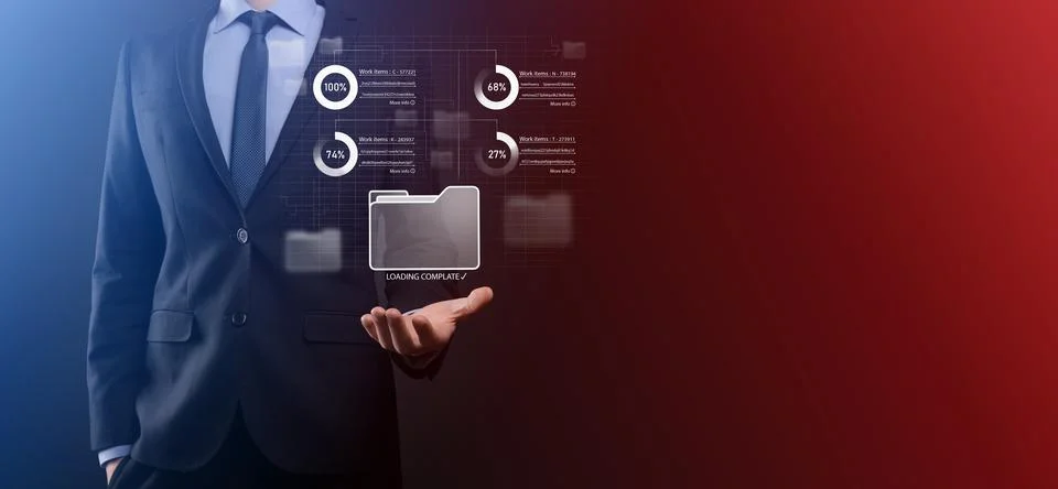 Business developer hand using board framework on virtual modern computer show Stock Photos