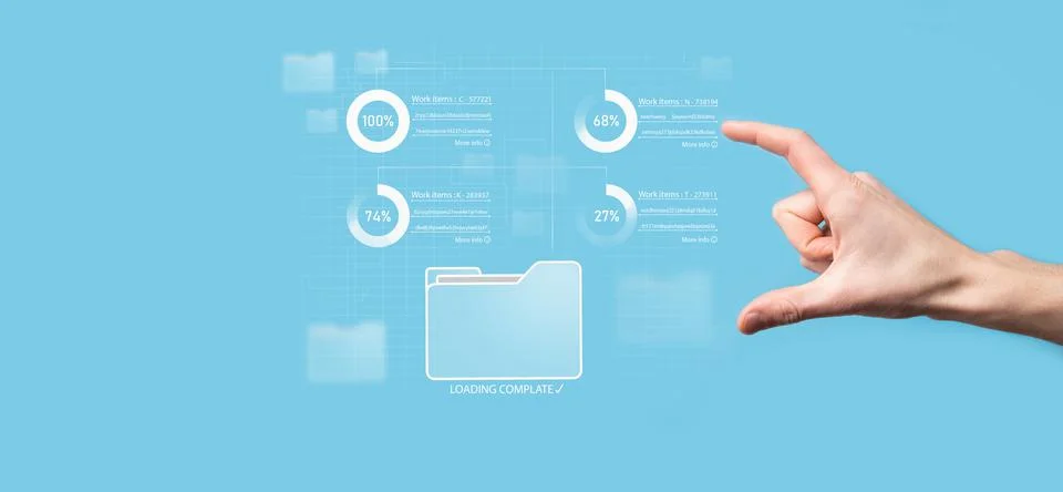 Business developer hand using board framework on virtual modern computer show Foto stock