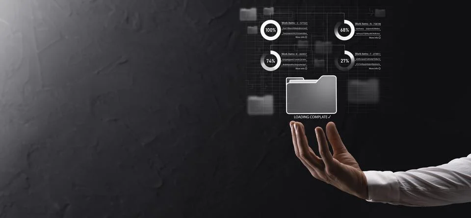 Business developer hand using board framework on virtual modern computer show Stock Photos