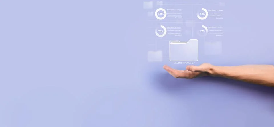 Business developer hand using board framework on virtual modern computer show Foto stock