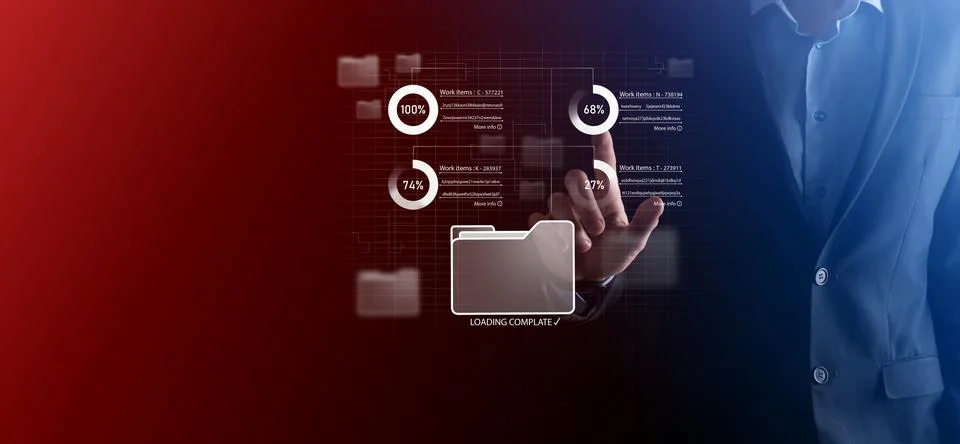 Business developer hand using board framework on virtual modern computer show Stock Photos