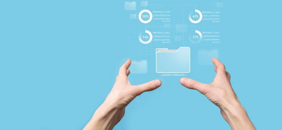 Business developer hand using board framework on virtual modern computer show Foto stock