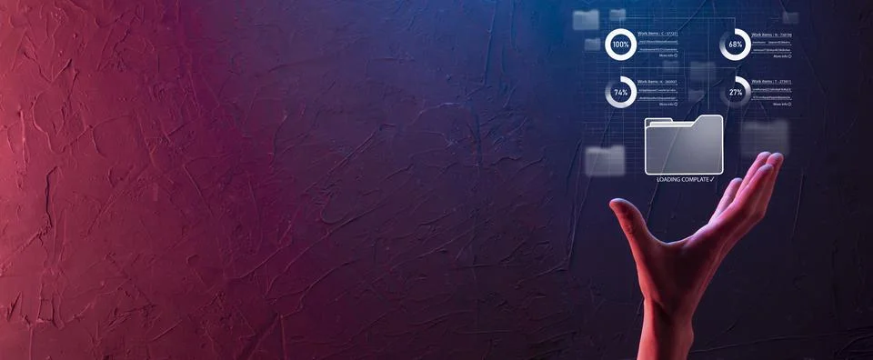 Business developer hand using board framework on virtual modern computer show Stock Photos