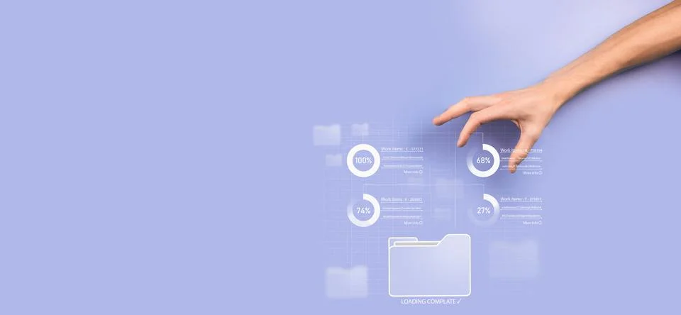 Business developer hand using board framework on virtual modern computer show Foto stock