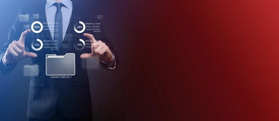 Business developer hand using board framework on virtual modern computer show Stock Photos