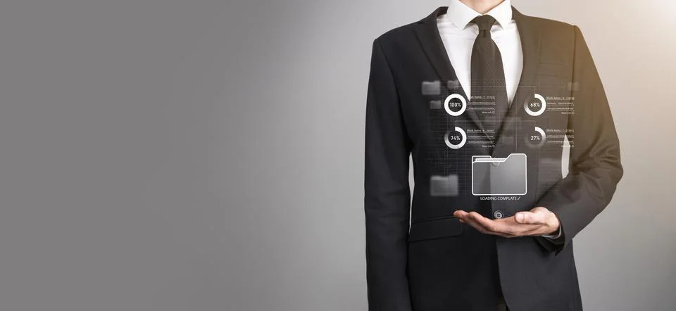 Business developer hand using board framework on virtual modern computer show Stock Photos