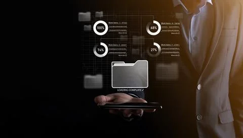 Business developer hand using board framework on virtual modern computer show 写真素材