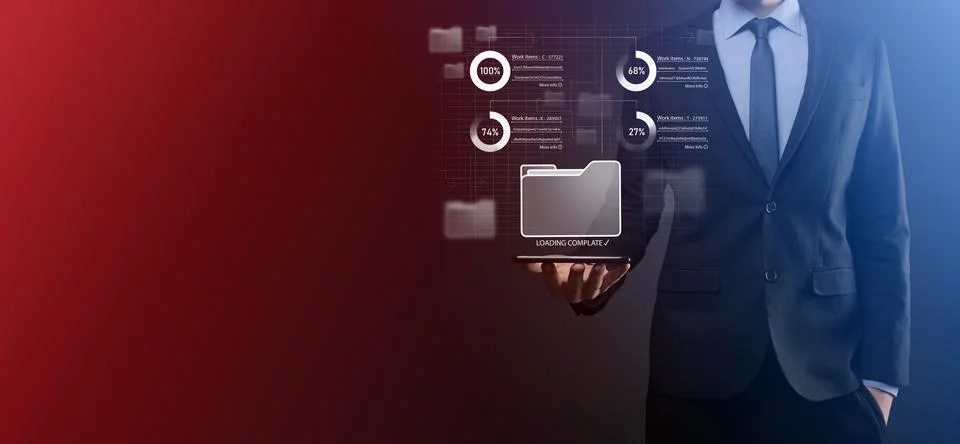 Business developer hand using board framework on virtual modern computer show Foto stock