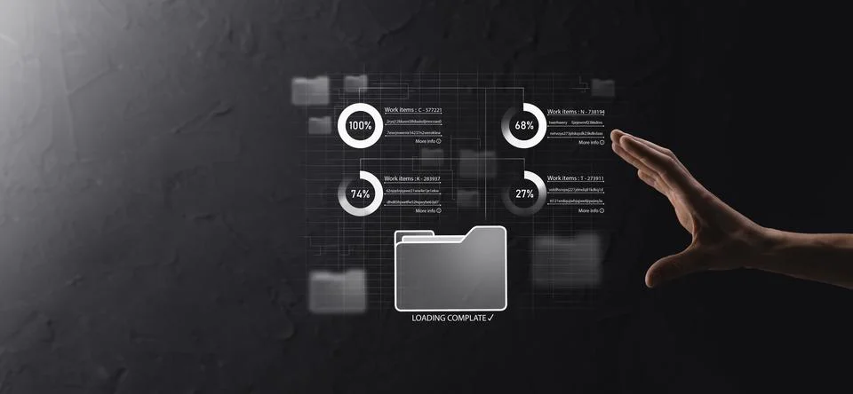 Business developer hand using board framework on virtual modern computer show Foto stock