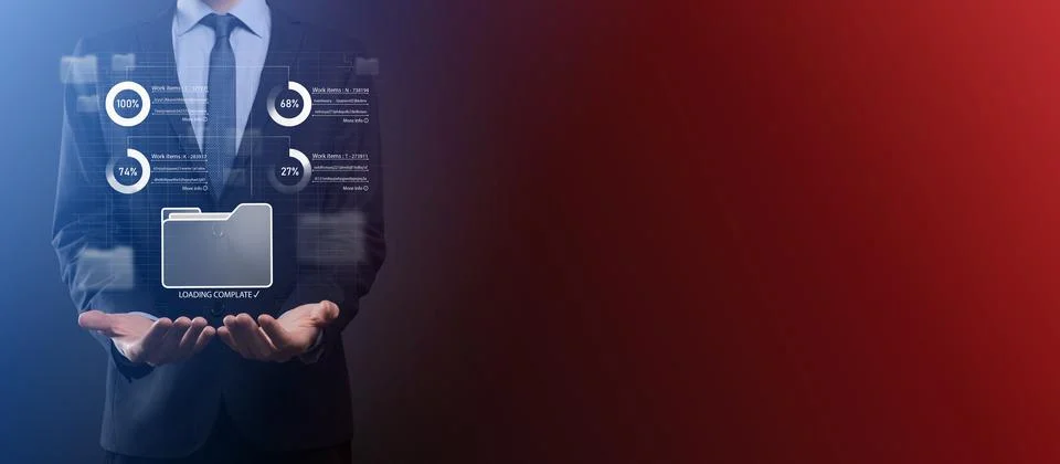 Business developer hand using board framework on virtual modern computer show Foto stock