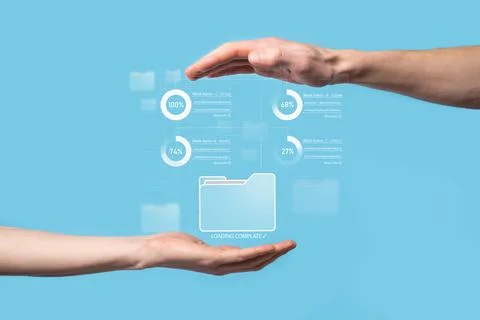 Business developer hand using board framework on virtual modern computer show Stock Photos