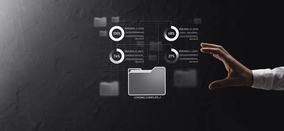 Business developer hand using board framework on virtual modern computer show Stock Photos