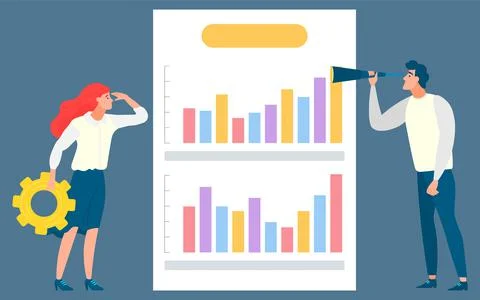 Business Developing, Data Analysis, Graph Vector Stock Illustration