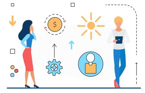 Business development and communication, partner people work online, develop Stock Illustration
