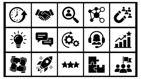 Business development and corporate strategy icon set for professional projects イラスト素材
