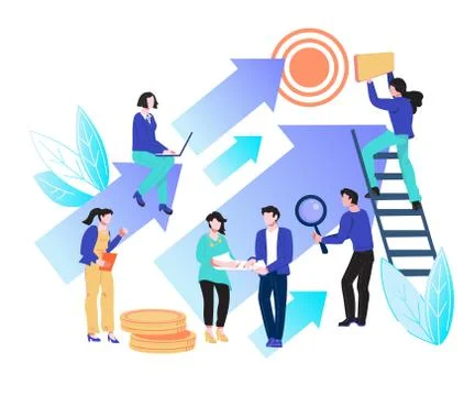 Business development and teamwork on start up concept. Marketing development  Stock Illustration