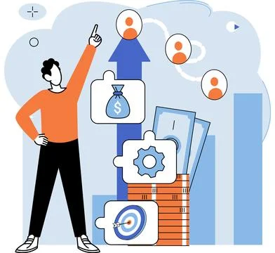 Business development. Banking institutions offer wide range financial services Stock Illustration
