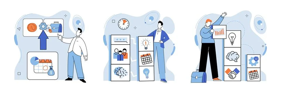 Business development. Banking solutions simplify financial planning and money Stockillustratie