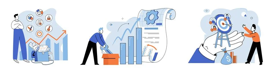 Business development. Choosing right profession involves self-reflection and Stock Illustration