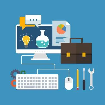 Business development concept. Flat design stylish. Isolated on color backgrou Illustrazione stock