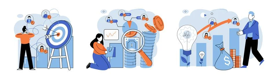 Business development. Finding right profession requires self-discovery and Illustrazione stock