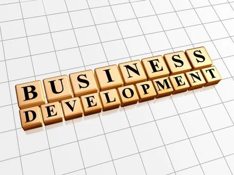 Business development in golden cubes Illustrazione stock