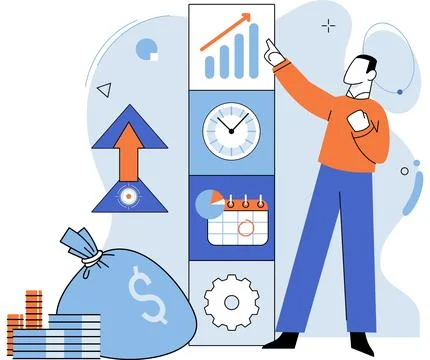 Business development. Group discussions lead to creative problem-solving and Stock Illustration