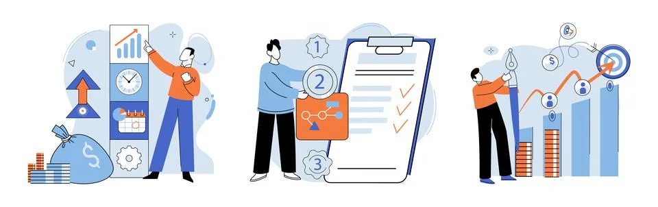 Business development. Inclusive groups leverage diverse perspectives for success Stock Illustration