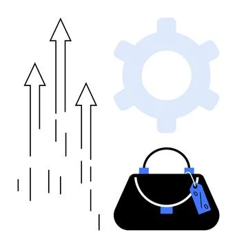 Business development, innovation, e-commerce, retail success, productivity, e Stock Illustration
