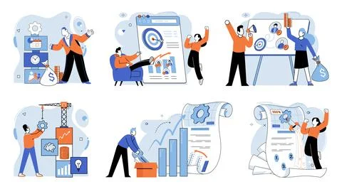 Business development. Job satisfaction contributes to fulfilling career 스톡 일러스트