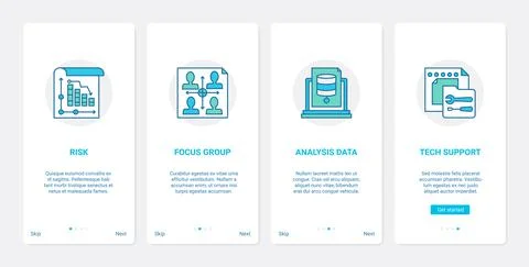 Business development line technology UX, UI onboarding mobile app page screen Stock Illustration