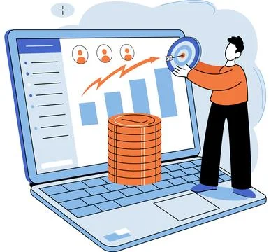 Business development. Marketing analytics guide data-driven decision-making Illustrazione stock