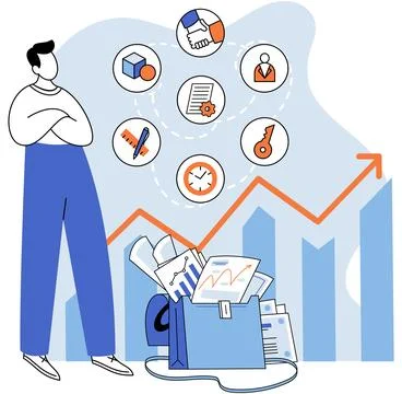 Business development. Marketing analytics guide data-driven decision-making Illustrazione stock