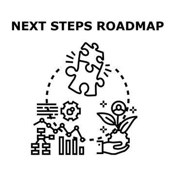 Business development next steps roadmap strategy planning Stock Illustration