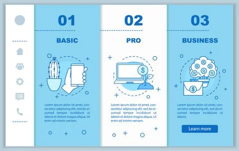 Business development onboarding mobile web pages vector template Illustrazione stock