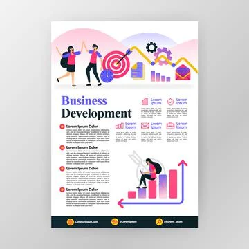 Business development poster concept. increase profits in company with vector  Stock Illustration