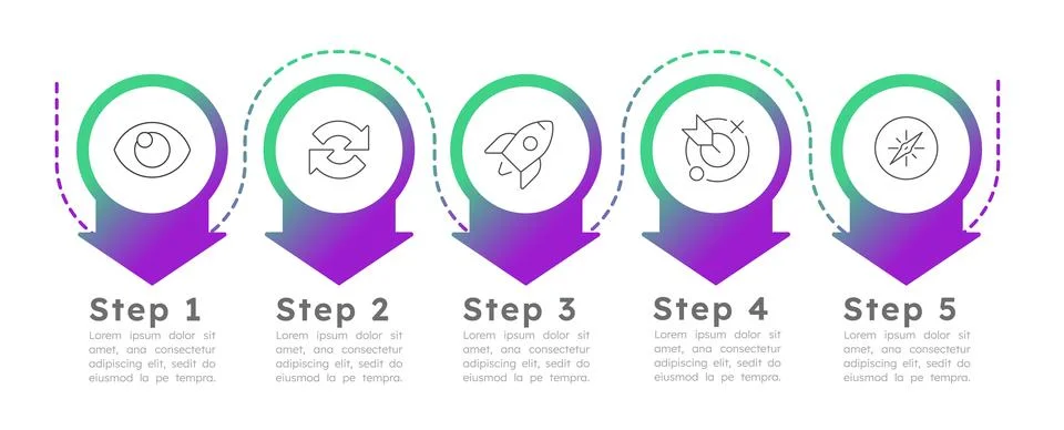 Business development process infographic 5 steps Illustration